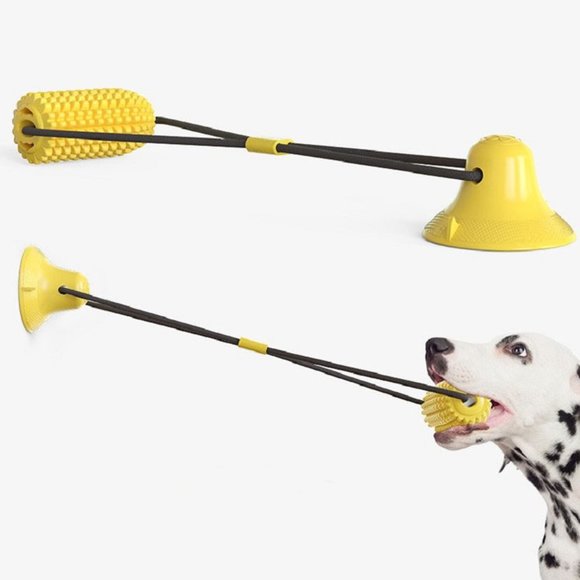 Corn Shape with Rope Yellow Vacuum Suction Cup Chew Toy for Dogs - Picture 2 of 14